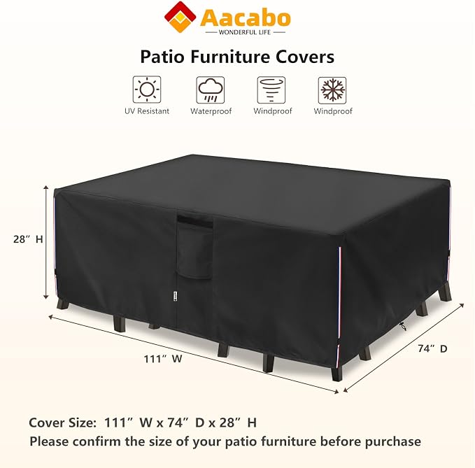 Patio Furniture Cover for 5 Pieces Set-Waterproof 600D Oxford Fabric Cover for - Image 2
