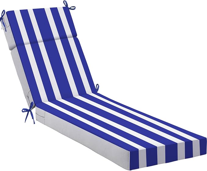 Waterproof Chaise Lounge Cushions, ​Navy and White Stripes​ by Uthem