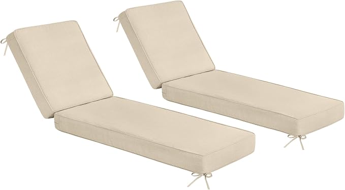 Sundale Outdoor Olefin Chaise Lounge Cushion Set of 2, Water-Resistant Patio by SundaleOutdoor