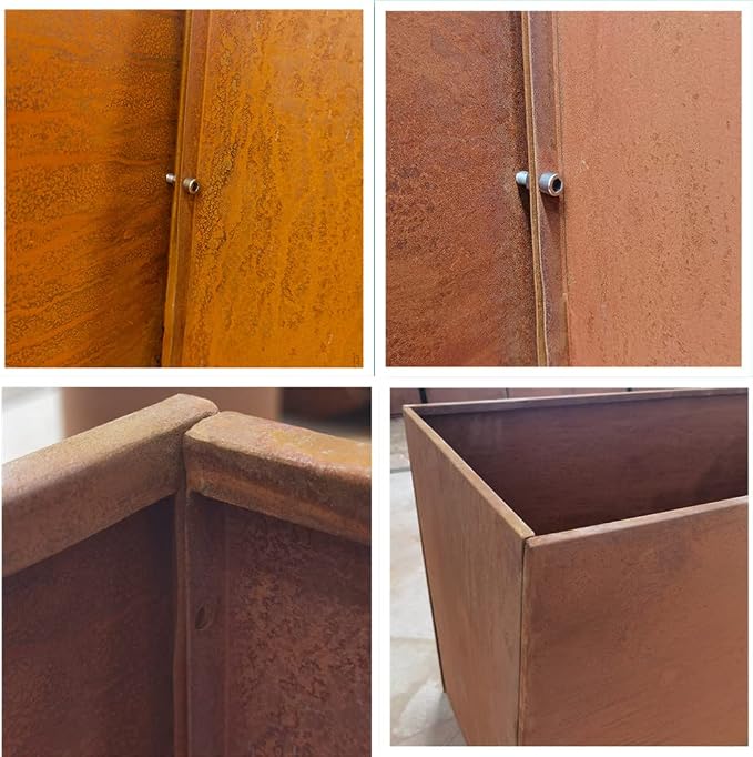 Corten Steel Planter Box Metal Outdoor Planter Large Square Cube Rustic 32 Inch - Image 3
