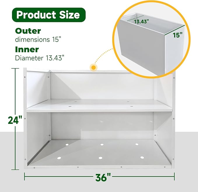 Metal Rectangular Outdoor Planter Box 36" x 15" x 24" White Steel Long Planter - Image 5