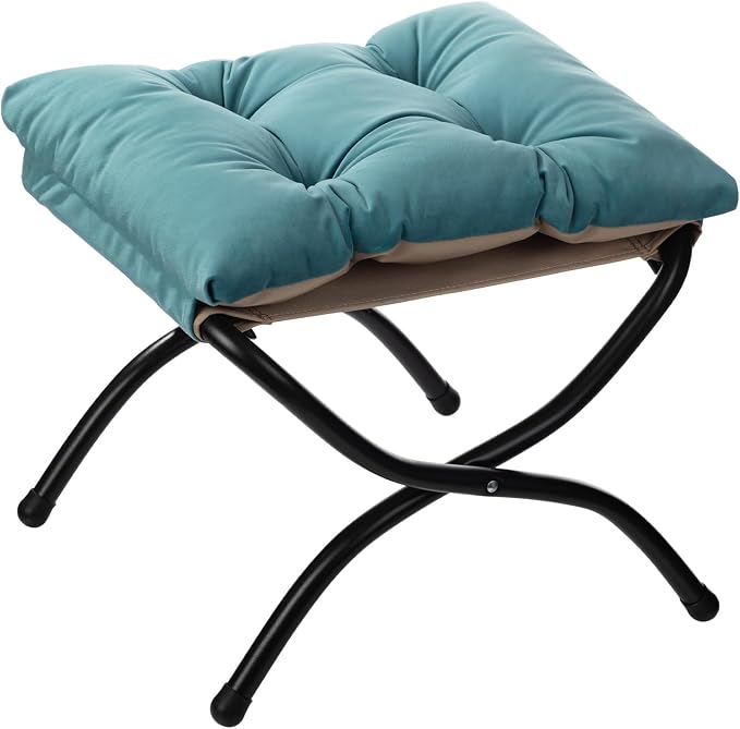 AbocoFur 15" Folding Footrest Stool, Accent Padded Sofa Foot Stool by ABOCOFUR