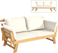 Tangkula Convertible Acacia Wood Patio Couch Sofa Bed by TANGKULA