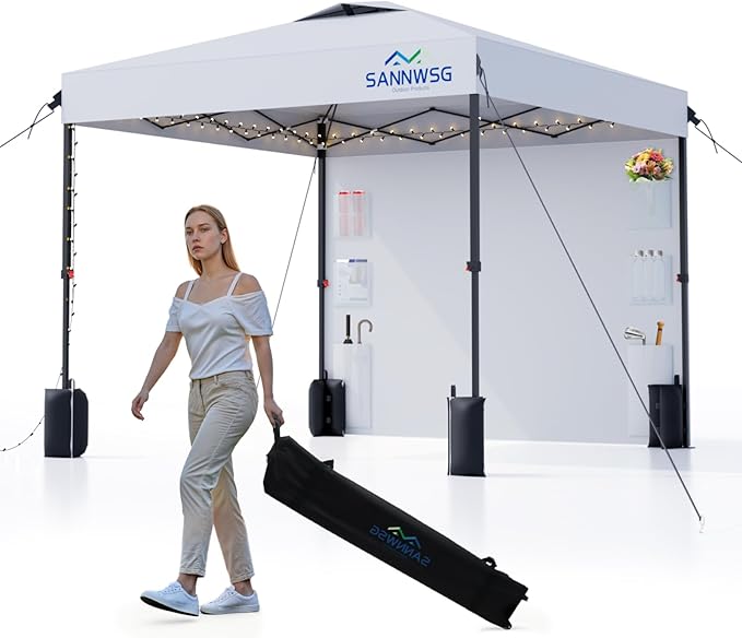 8X8 Pop Up Canopy Tent, Removable Pockets Sidewall by Sannwsg