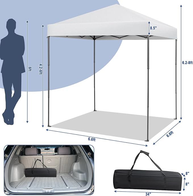 Tangkula 6.6x6.6 Ft Pop Up Canopy, 1 Person Instant Setup Canopy Tent - Image 8