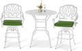 VIVIJASON 3-Piece Patio Swivel Bar Stools Set, All Weather Cast Aluminum by VIVIJASON