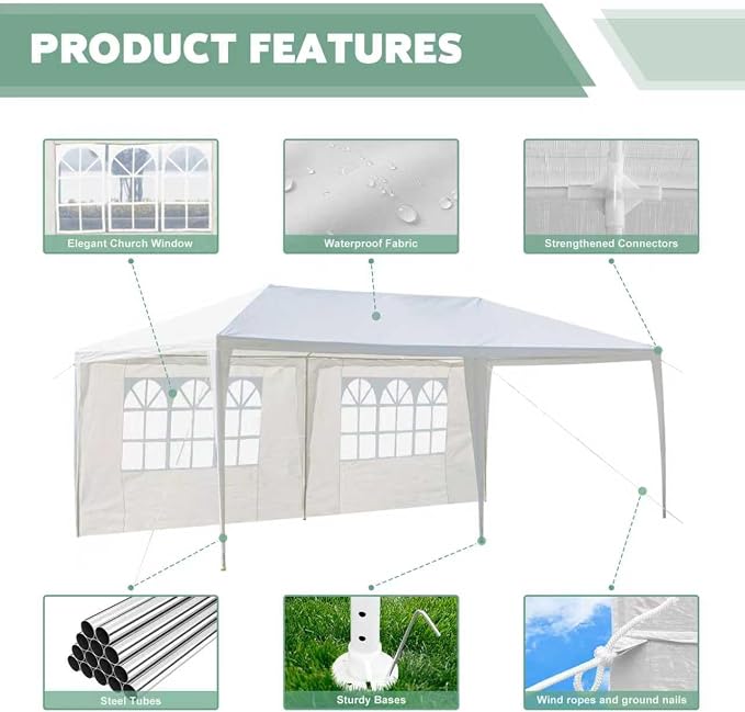 Outdoor 10' x 20' White Gazebo Canopy Tent - Image 4
