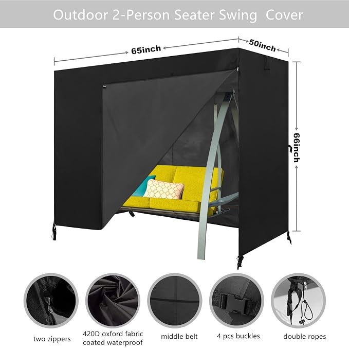 2 Seater Patio Swing Cover Outdoor Swing Chair Cover Hammock Glider Cover - Image 2