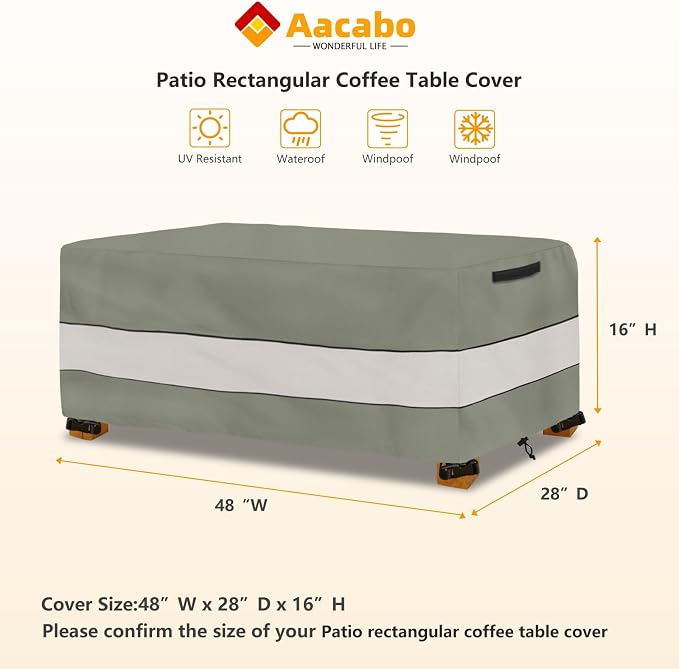 Waterproof Outdoor Coffee Table Cover, Rectangular Patio Small Side Table Cover - Image 2