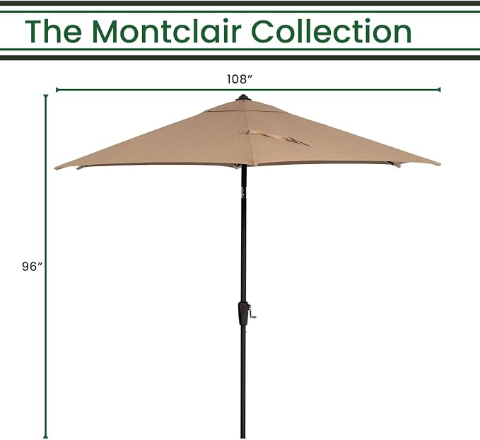 Hanover Montclair 9' Market Outdoor Umbrella, All-Weather, Crank Lever - Image 4