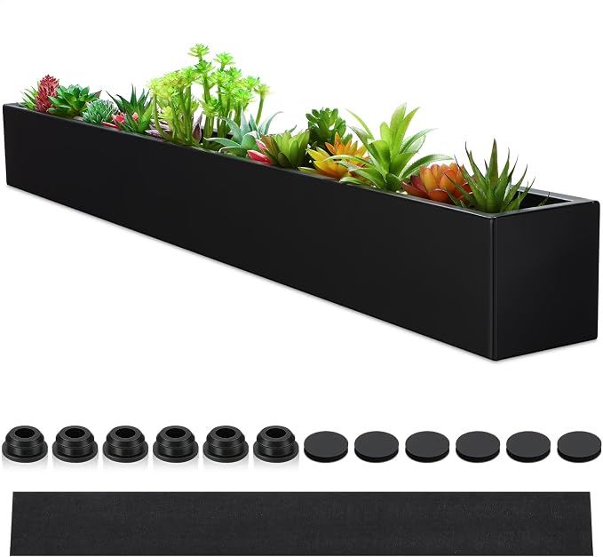 32 x 3.5 x 3.5 Inch Long Rectangular Planter Box Window Sill Plant Box Metal by FillTouch