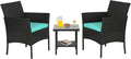 FDW 3 Piece Outdoor Furniture Set Patio Wicker Chairs Furniture Bistro by FDW