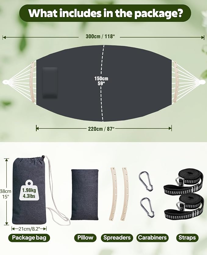 Chihee Hammock for Stand 9.8ft x 4.9ft Soft Cotton Hammock Holds Up to 660lbs - Image 4