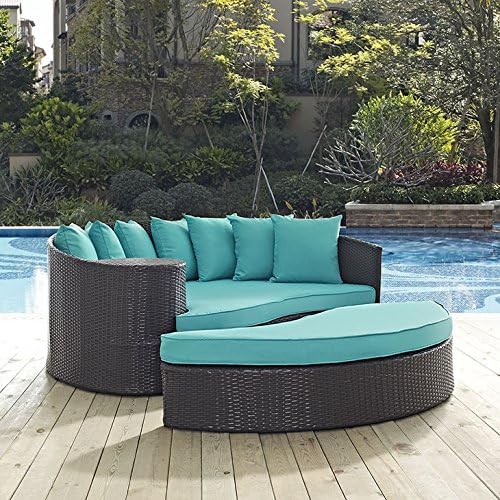 Modway Convene Wicker Rattan Outdoor Patio Poolside Sectional Sofa Daybed - Image 5