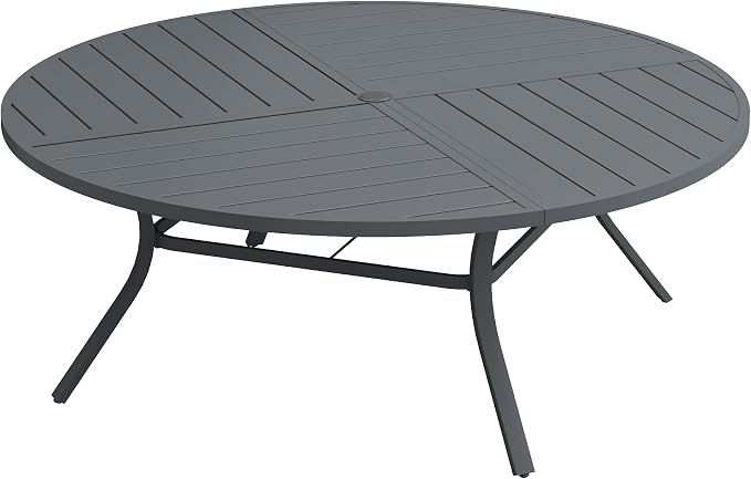 Patio Dining Table for 8-10, Round Metal Outdoor Table by VOXBIN