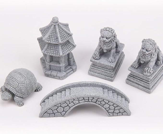 ZORZA 1Set Mini Chinese-Style Sandstone Figurines Enchanting Garden Bridge - Image 8