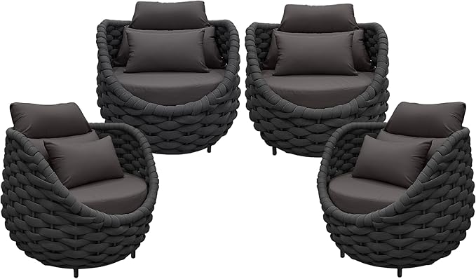 TWT 4 Pieces Patio Sofas All-Weather Teslin Rope Balcony Furniture by TWT