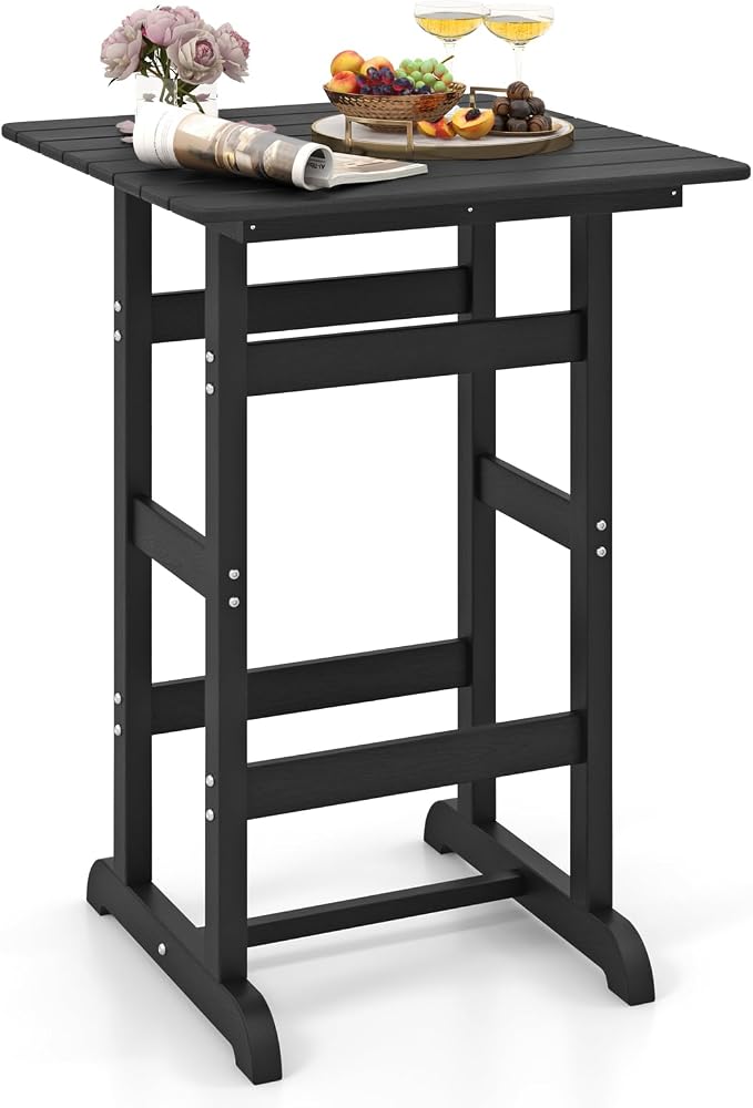 Giantex 42" Height Outdoor Tall Bar Table, HDPE Square Pub Table by Giantex