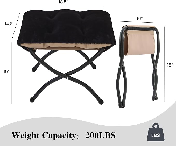 15" Folding Ottoman, Foldable Footrest Stool, Small Foot Stool - Image 3