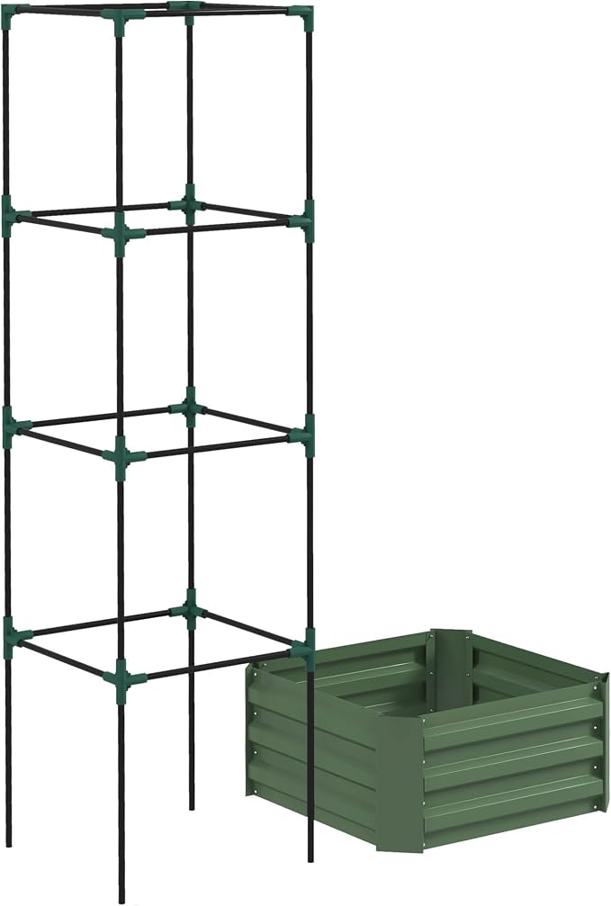 Outsunny Galvanized Raised Garden Bed, 73.5" Tall Outdoor Planter Box - Image 8