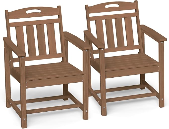 Ciokea Outdoor Patio Dining Chair Set of 2, HDPE Porch Chairs by CIOKEA