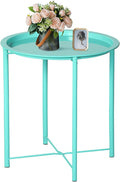 VECELO Side/End Table, Folding Round Metal Anti-Rust and Waterproof Outdoor or by VECELO