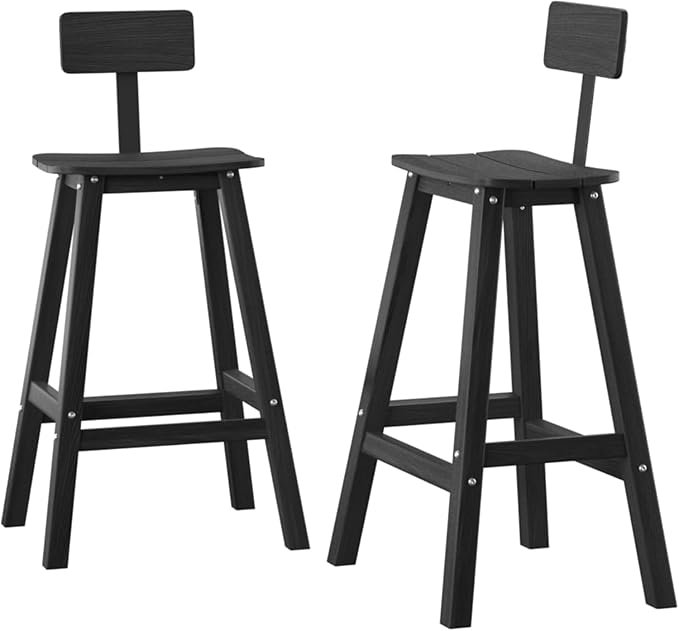 Bar Height Chairs Set of 2, HDPE Bar Height Outdoor Chairs, Weather Resistance by Naga+Bahna
