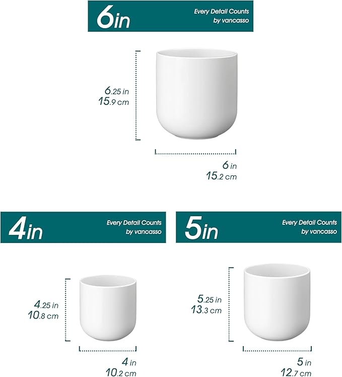 vancasso Ceramic Plant Pots, 4+5+6 inches, Planters - Image 2