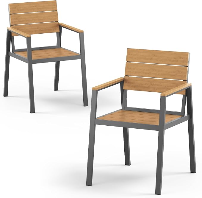 Outdoor Dining Chairs Set of 2, HDPS + Aluminum Patio Dining Chairs by Vexwalx
