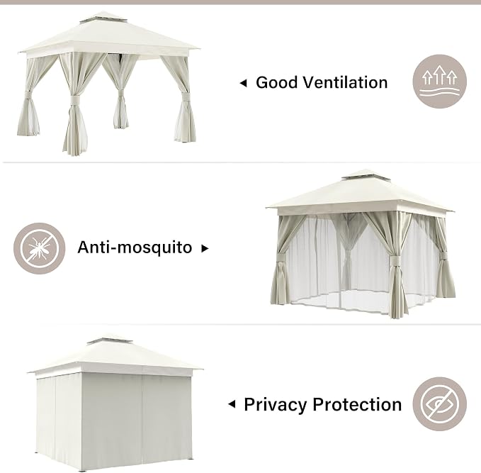 LAUSAINT HOME Semi-Permanent Outdoor Patio Gazebo 10'x10', Heavy Duty Party - Image 9
