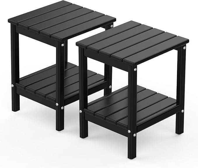 GREENVINES Adirondack-Outdoor-Side-Table | Set of 2 | 14 x 13 Inches | HDPE by GreenVines