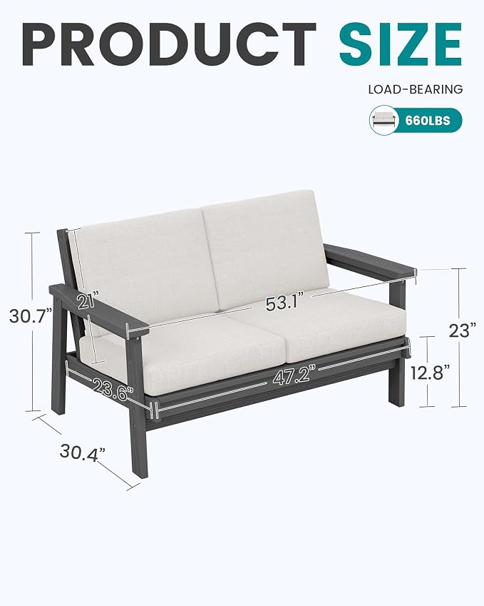 SERWALL HDPE Outdoor Patio Loveseat - Image 4