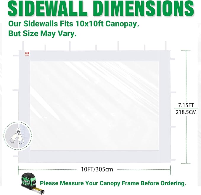 Clear Canopy Sidewalls for 10x10 Pop Up Tent, Transparent Window Curtain Cloth - Image 6