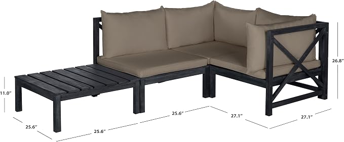 SAFAVIEH Outdoor Collection Lynwood Dark Slate Grey and Taupe Modular Outdoor - Image 2