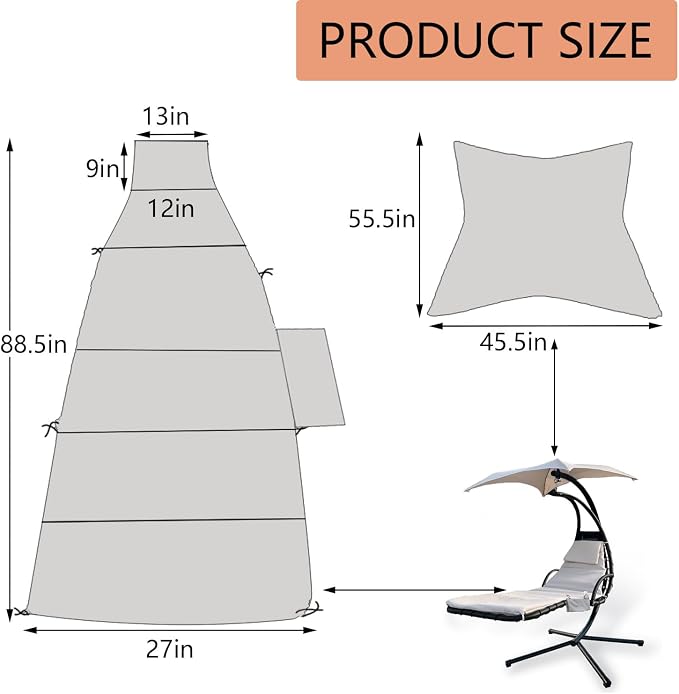 Outdoor Hanging Lounge Chair Replacement Cushion Cover and Umbrella Fabric - Image 2