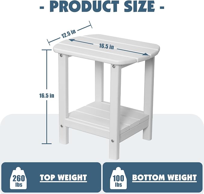 Adirondack Outdoor Side Table, 16.5” HDPE Small Patio Table - Image 2