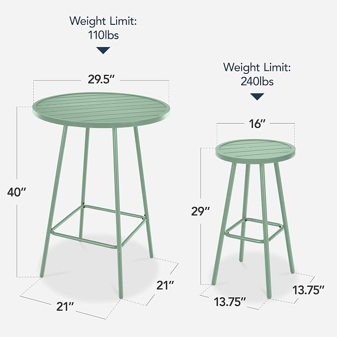 Best Choice Products 3-Piece Patio Dining Set, Bar Height, Outdoor Bistro Set - Image 2