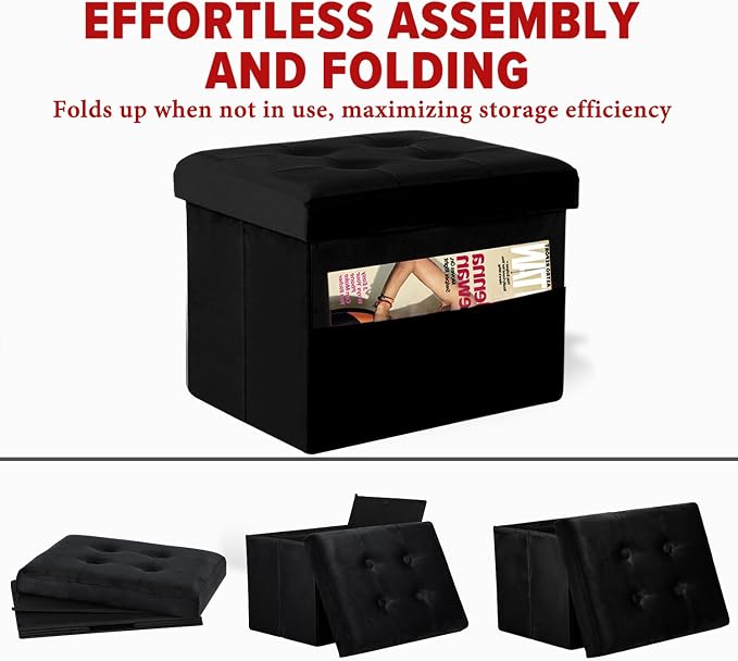 LINMAGCO Storage Ottoman Folding Foot Stool Foot Rest - Image 4