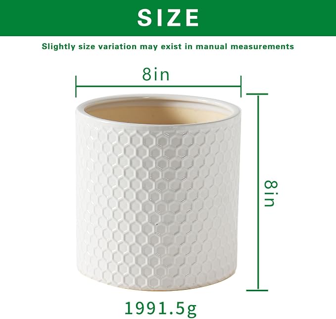 Docrin Ceramic Planters Indoor, 8 Inch Plant Pot - Image 2