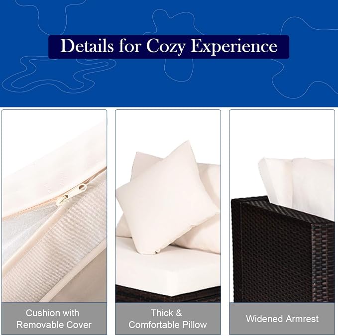 Tangkula 4 PCS Patio Rattan Sofa Set, Outdoor Wicker Sectional Furniture Set - Image 8