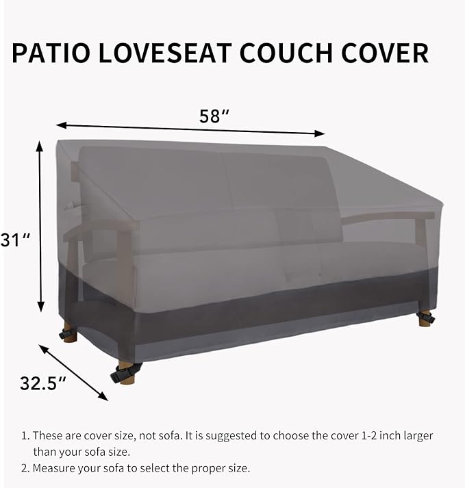 Easy-Going Heavy Duty 2 Seater Outdoor Loveseat Cover, Waterproof Windproof - Image 6