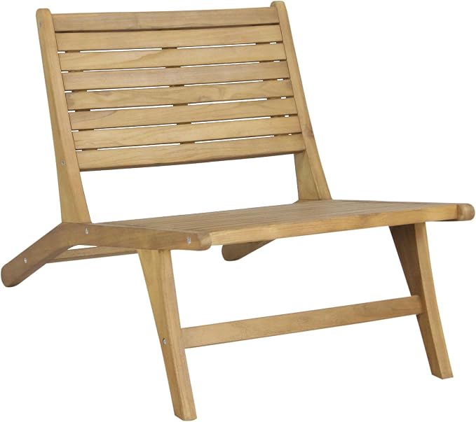 JONATHAN Y PAT2000A Leo Mid-Century Modern Wood Armless Outdoor Patio Chair by JONATHANY