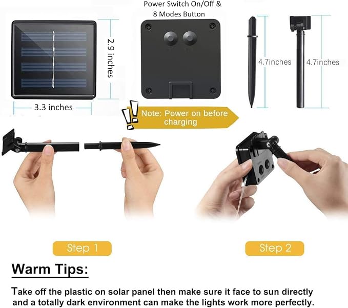Solar Fairy String Lights Outside, Waterproof Solar Powered Waterfall Lights - Image 8