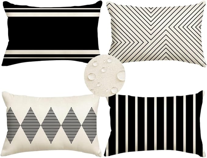RABUSOFA Outdoor Pillows Covers 12x20 inch Waterproof by RABUSOFA