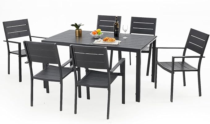 AECOJOY 60" Outdoor Dining Table, Aluminum Patio Table - Image 6