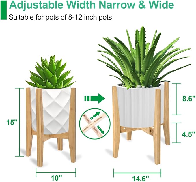Plant Stand Indoor, Bamboo Plant Shelf, Adjustable Corner Plants Flower Holders - Image 2