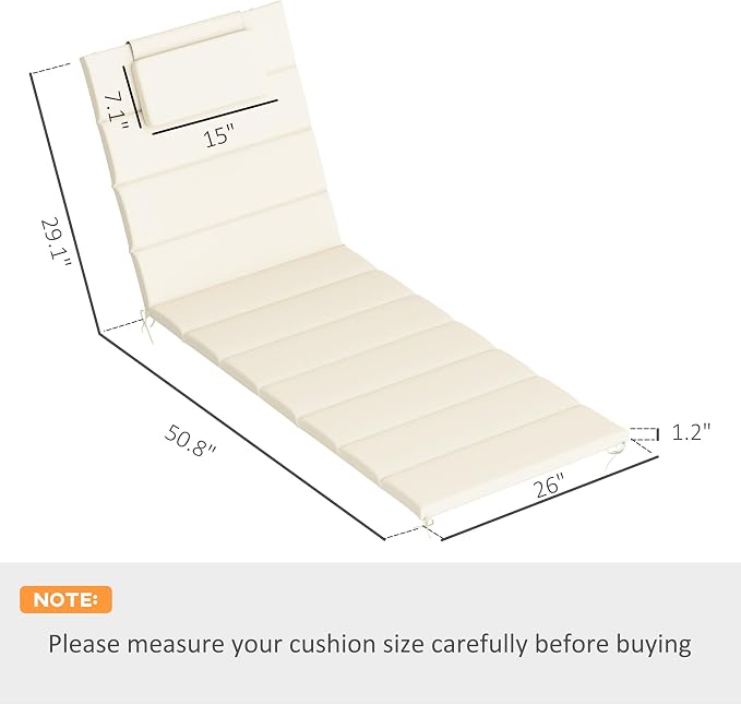 Outsunny Outdoor Lounge Chair Cushion Set of 2, Foldable Patio Chaise Lounge - Image 3