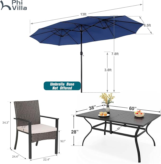 PHI VILLA 7 Pieces Patio Dining Set - Image 9