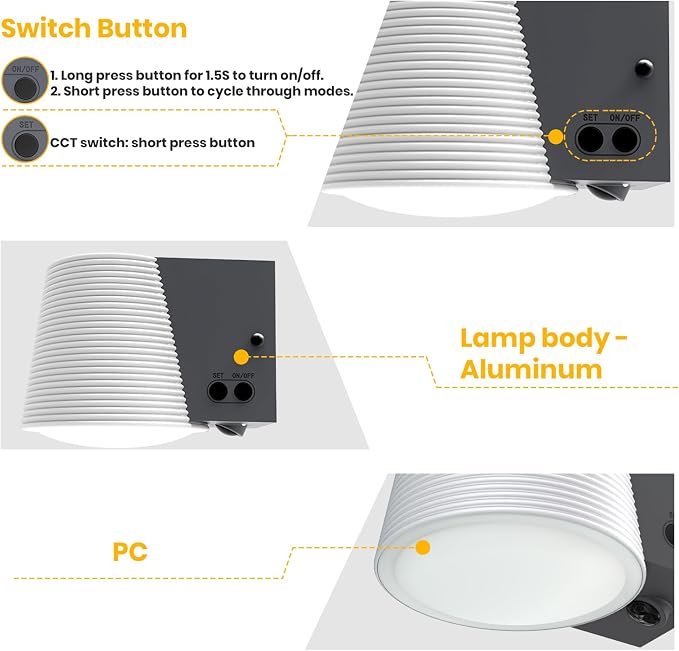Outdoor Light Fixture, AC/Solar Hybrid Charging Porch Light Outdoor Dimmable - Image 6