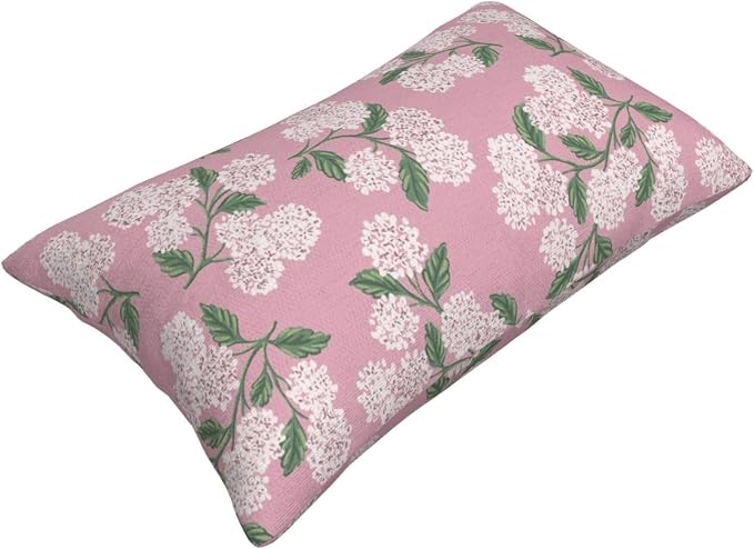 Pink Pillow Covers 12x20 Inch 2 Pcs Preppy Pink Green Hydrangea Flower Decor - Image 7